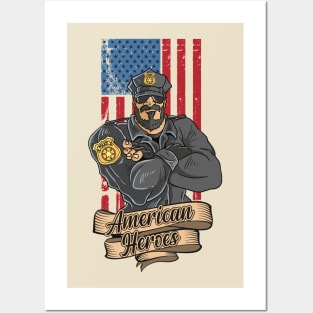 American police hero Posters and Art